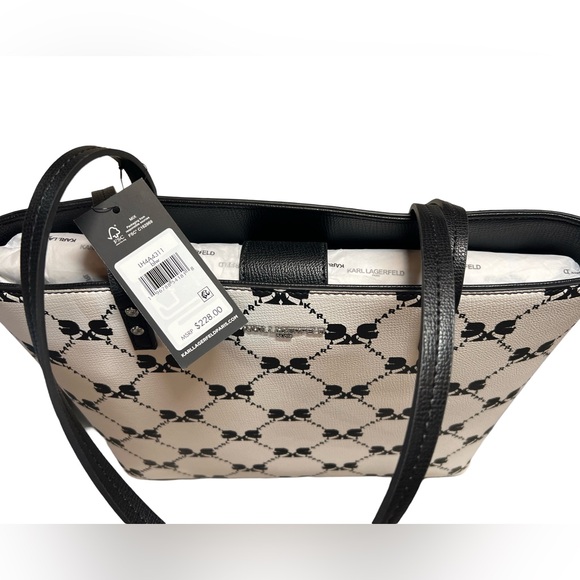 Karl Lagerfeld NWT Maybelle Black White Profile Face Paris Tote Purse Bag (P023) - Picture 5 of 12